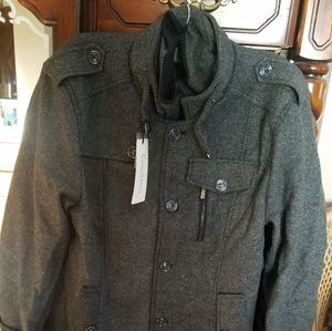 Mens XL cotton wool blend layered pea coat